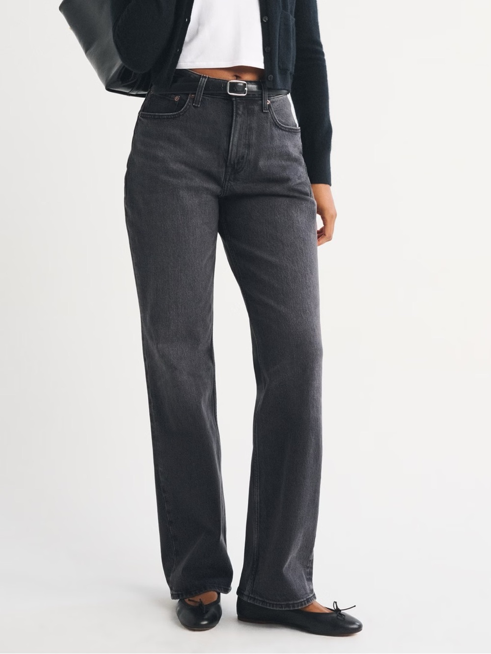 Abercrombie Curve Love Jeans 27 90s Relaxed High Rise Black Denim Straight Leg